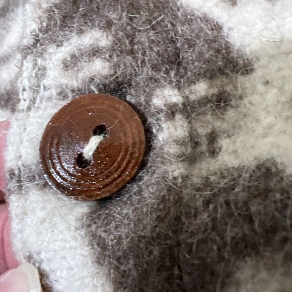 Wool Ecuador Hoodie Vest Aztec Southwestern Tribal Pockets XL MISSING BUTTON - Picture 6 of 11